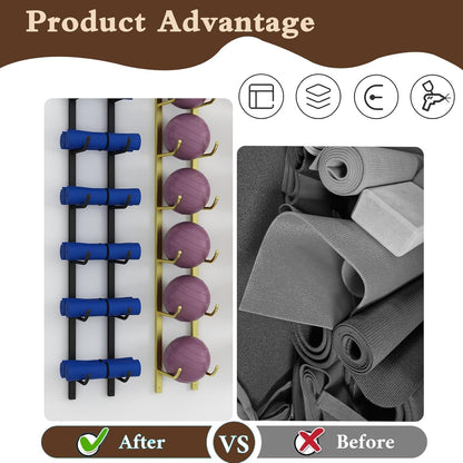 Yoga Mat Storage Rack, Wall Mounted Yoga Mat Holder, Large Capacity Storage Shelf, Multi-layer Storage, Home Hanging Storage Racks, Suitable for Home, Yoga Studio, Gym, School(Black,3-Tier)