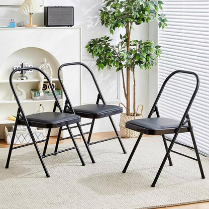 Yoga Auxiliary Chair Backless Folding Chair Metal Folding Flexibility Exercise Chair Balance Handstand Training Tool for Back Pain Relieving Black