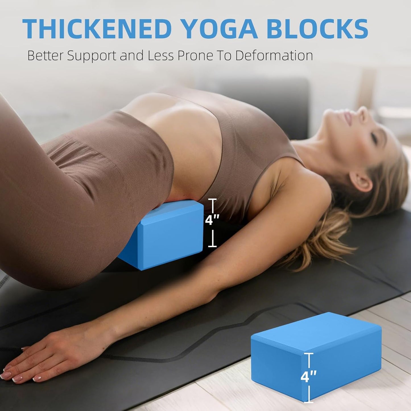 1 Pack Large Foam Yoga Blocks 9x6x4 Inches, Sturdy Pilates Block, Workout Block, Non Slip Surface Yoga Brick for Pilates Meditation, Stretching and Toning, Pink