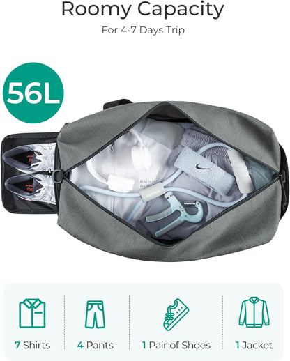 BAGSMART Gym Bags for Men Women, Foldable Travel Duffle Bag, Lightweight Weekender Duffel Bag With Shoe Compartment, Water Resistant Workout Duffle Sports Bag for Travel Yoga, Army Green