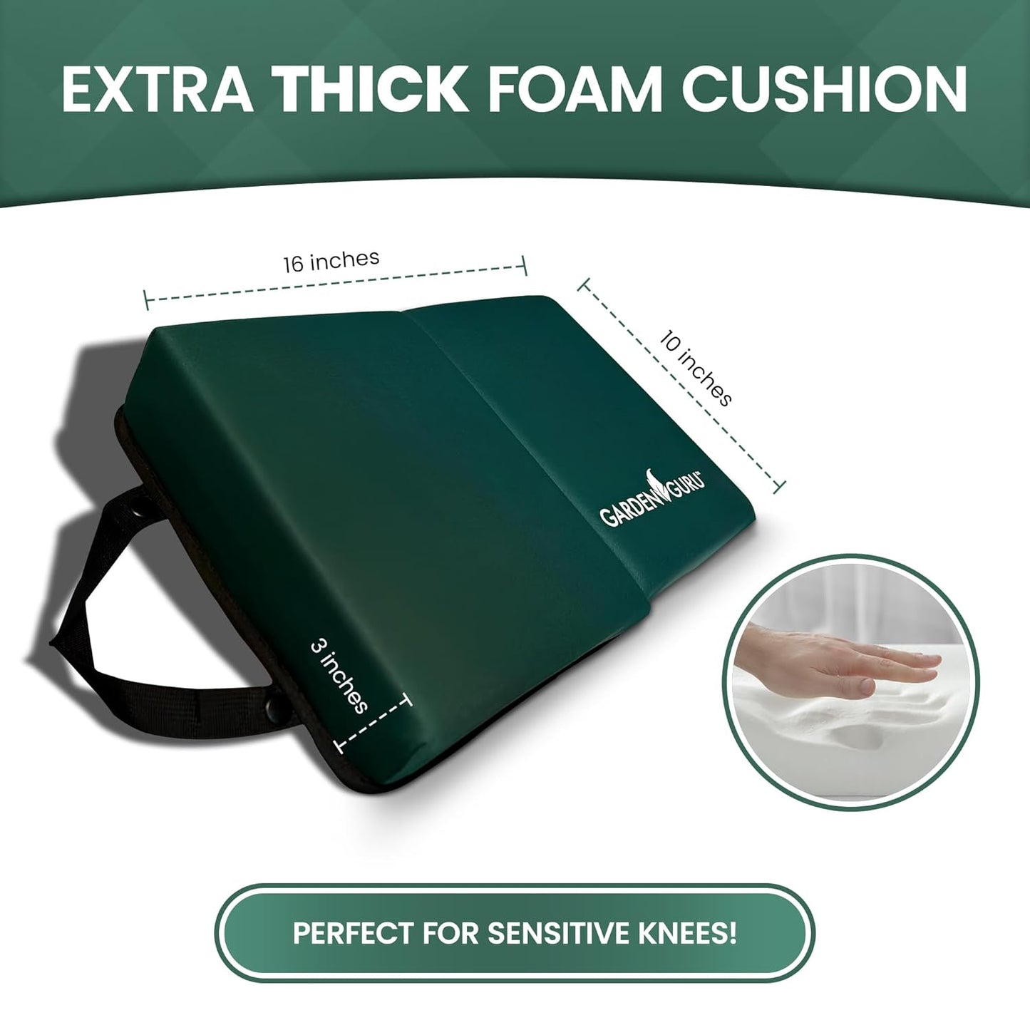 Garden Guru Cushioned Gardening Knee Pads with Adjustable Straps - Soft Inner Liner, Ultra Comfort Padding, Garden Kneelers for Yard Work, Cleaning, Household Chores, Roofing, and More 1 Pack
