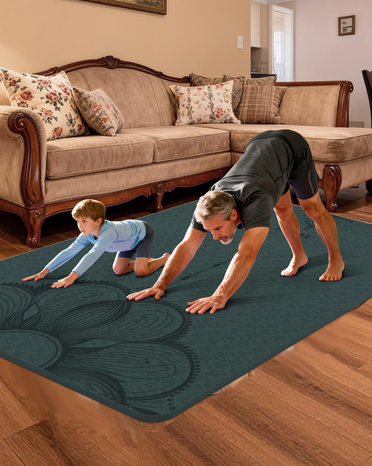 Large Yoga Mat (75.5"x47.6"x0.4"）Extra Wide & Thick 10mm, Non-Slip Exercise Mat, High-Density TPE Mat for Yoga Pilates & Home Gym Workouts
