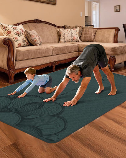 Large Yoga Mat (75.5"x47.6"x0.4"）Extra Wide & Thick 10mm, Non-Slip Exercise Mat, High-Density TPE Mat for Yoga Pilates & Home Gym Workouts