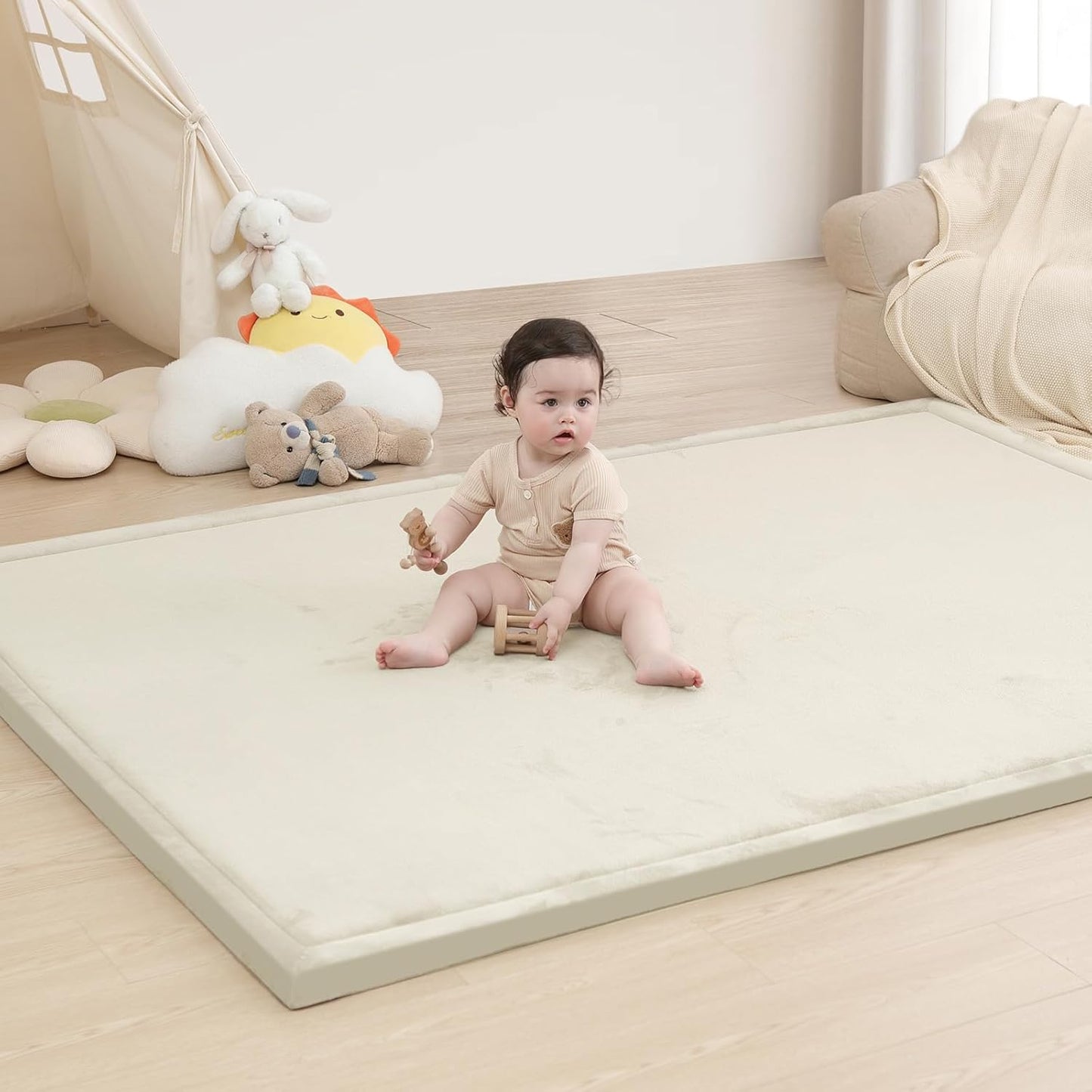 Baby Play Mat for Floor,1.3" Thick Memory Foam Tummy Time Mat,Soft Coral Velvet Nursery Rug,Large Non Slip for Crawling,Toddlers,Infants,Kids,Yoga & Tatami Style for Living Room(Dark Gray)