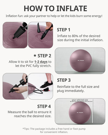 Trideer Exercise Ball Yoga Ball,Office Seating & Balance Ball Chair, Stability Ball for Pilates, Physical Therapy,Core Training & Balance Improvement & Stretching