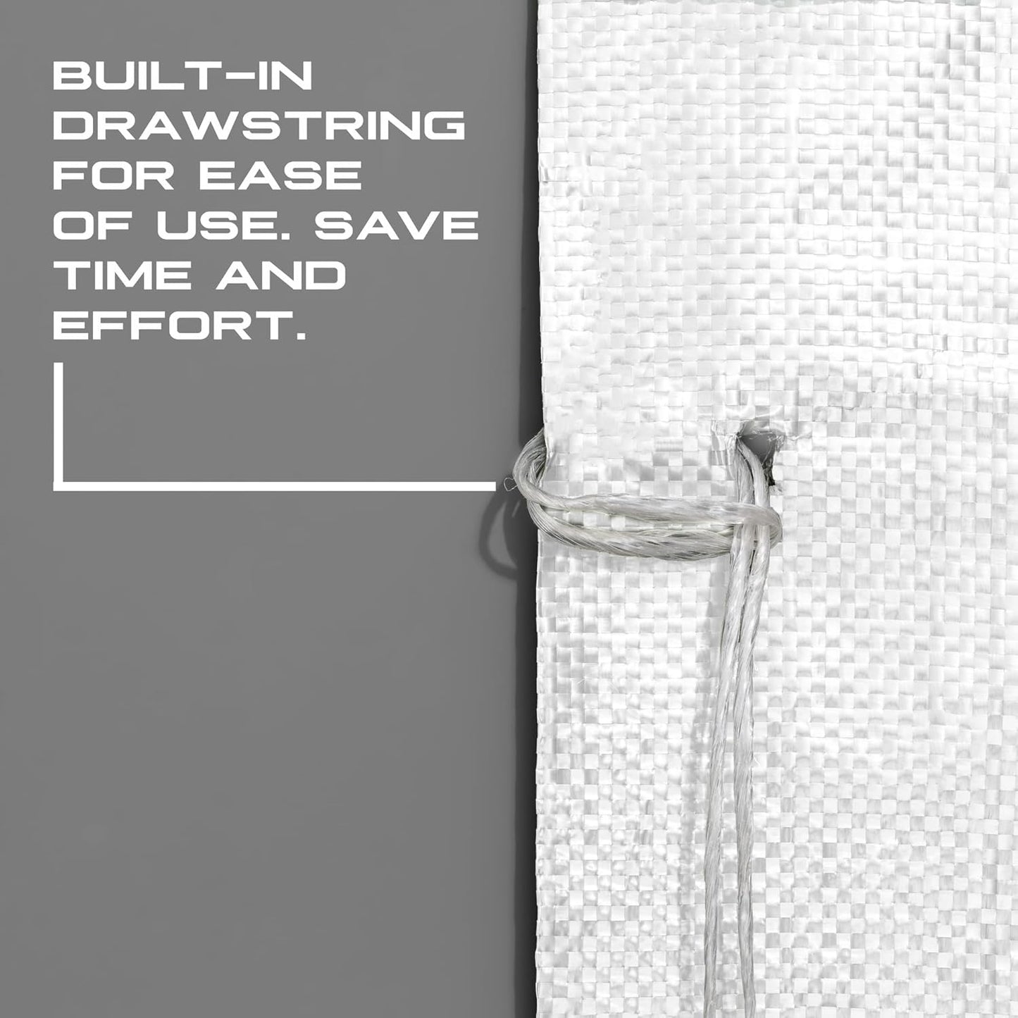 (Not Made in China) 20 Pack, Heavy Duty Sand Bags for Flooding, Empty Sandbags with Tie Strings, UV Protection 1600 Hours, Flood Control,14in x 26in, Sandbag for Weight, 50lb Capacity, White