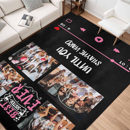 Personalized Family Name Initials Monogram Pink Rug, Shining Butterfly Printed Carpets for Girls Kids Butterfly Theme Living Room Indoor Bedroom Decor 5'×7' Soft Polyester Yoga Mat