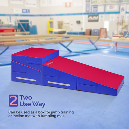 Matladin 48"x24"x14" Tumbling Mat - Folding Gymnastics Cheese Wedge Mat for Kids, Girls Home Training