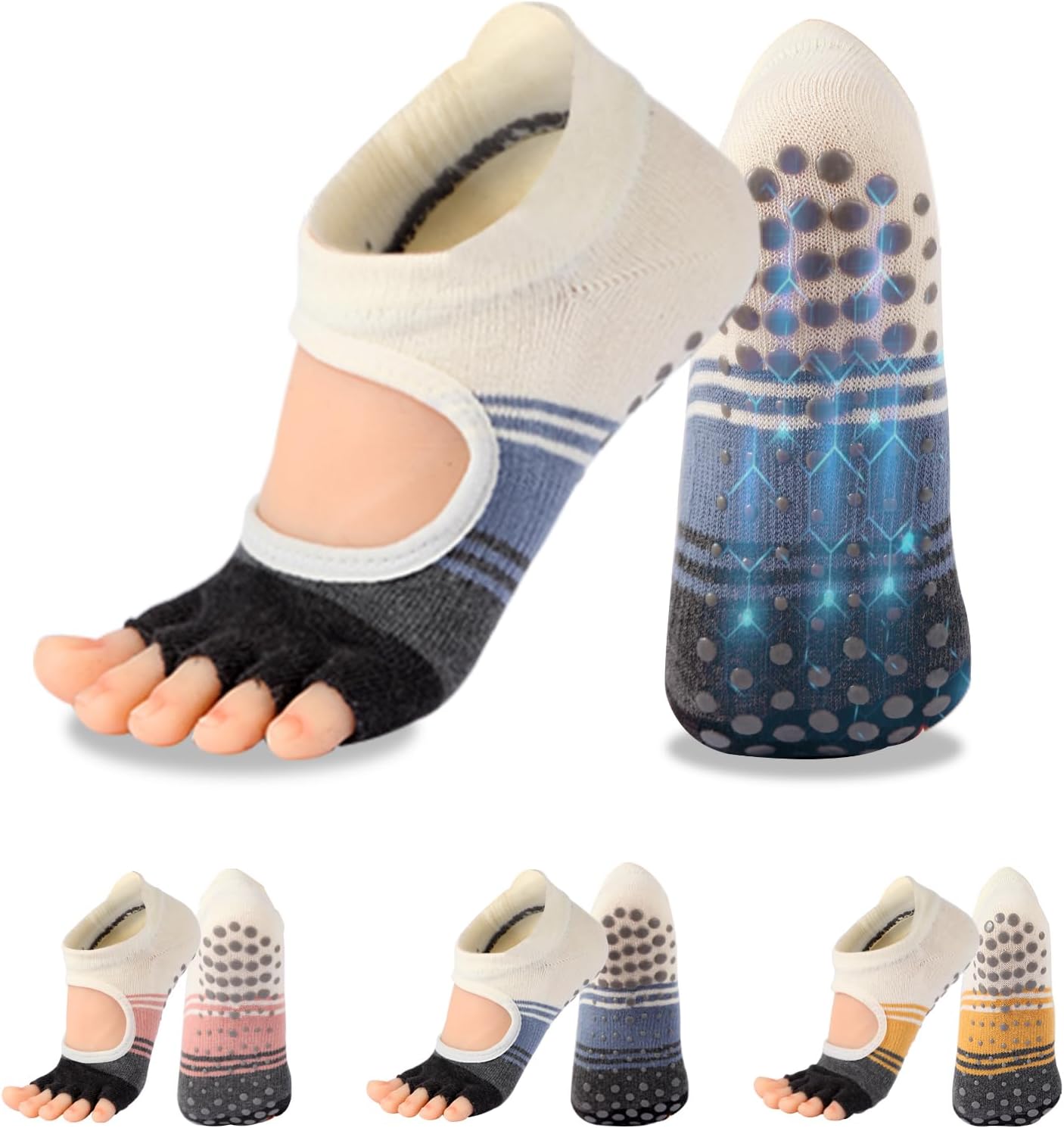 Pilates Socks with Grips for Women,Yoga Socks, Non-Slip Yoga Sock with Toe Separators, Pilates Non Slip Sock