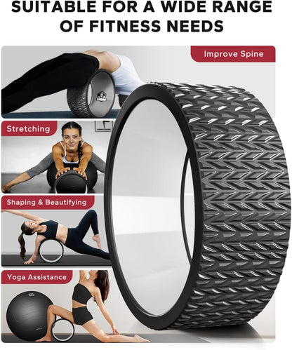 HAPBEAR Back Roller - Yoga Wheel Set with 26'' Exercise Ball – 12'' PP Inner Core Spine Alignment Tool for Back Pain Relief, Core Strength & Full-Body Workout, for Home Gym & Therapy – Pump Included