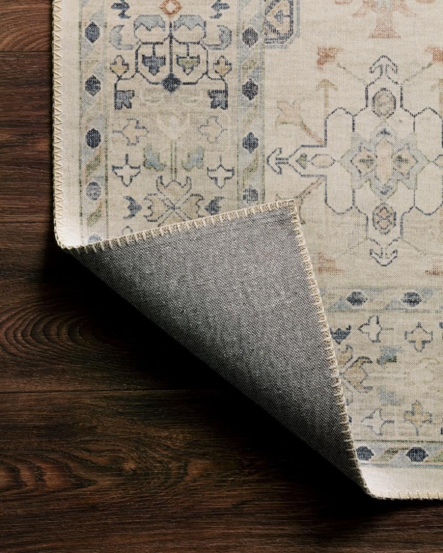 Loloi Hathaway Collection HTH-06 Blush/Multi 2'-6" x 7'-6", .25" Thick, Runner Rug, Soft, Durable, Printed, Modern, Low Pile, Non-Shedding, Easy Clean, Living Room Rug