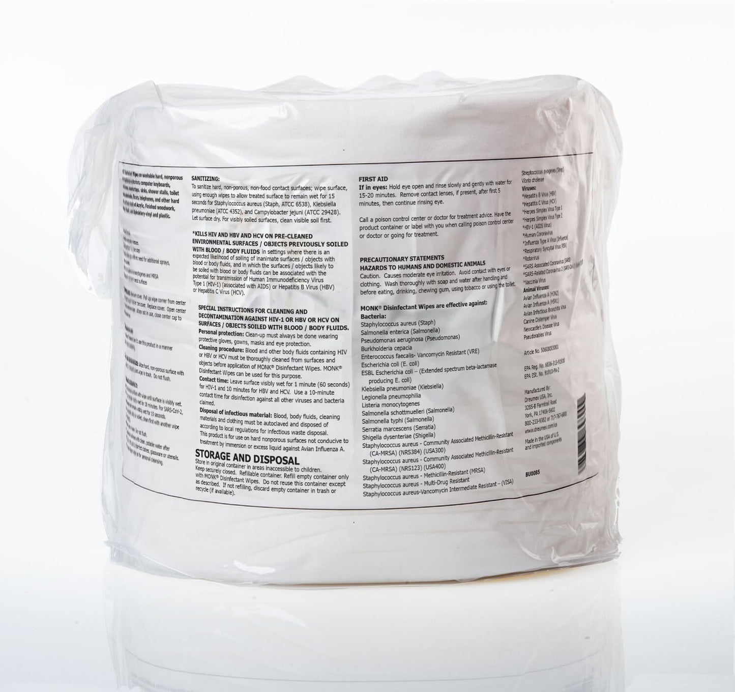 Monk Disinfecting Wipes, One Step Cleaner, Disinfectant, Deodorizer & Sanitizer, 4 Refill Packs of 800 Count, Great for Home & Corp Gyms, Yoga Mats, Dance Studios, Spinning Classes & More