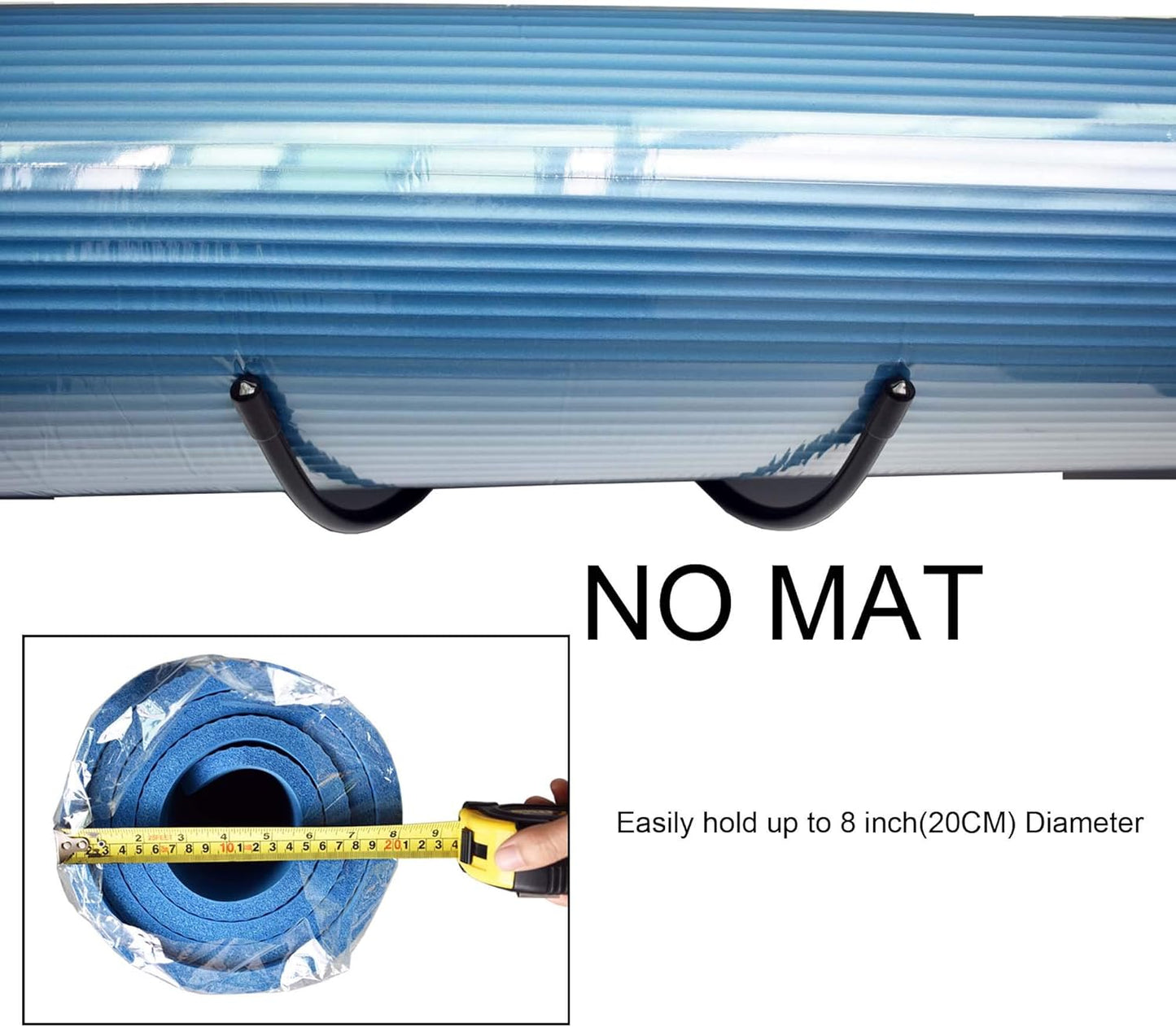 YYST Yoga Mat Foam Rollers Wall Rack Wall Storage Mount Wall Holder Storage Shelf for Foam Rollers and Yoga Mat, Up to 8 Inch Diameter - No Mat -4/PK