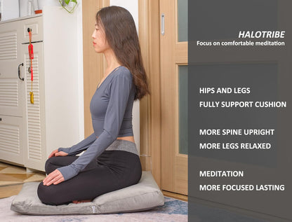 Meditation Cushion,Velvet Meditation Pillow and Zabuton 2-in-1 Portable Design(50 * 70CM). (Dark Gray, Service H：9cm)