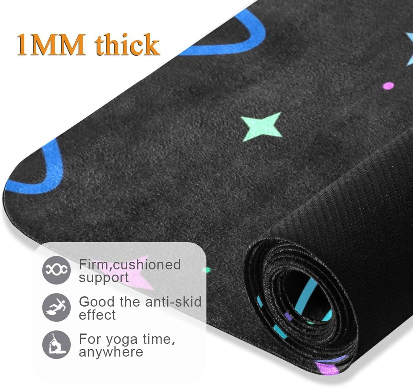 Cute Chubby Frog Yoga Mat, 71 x 26 Inch Non-slip Yoga Mats Folding Travel Exercise Mat Indoor Outdoor Gym Pilates with Storage Bag for Women Men