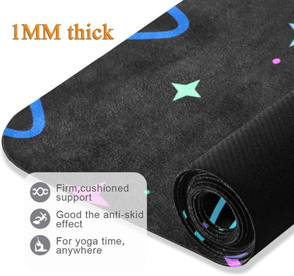 Cute Chubby Frog Yoga Mat, 71 x 26 Inch Non-slip Yoga Mats Folding Travel Exercise Mat Indoor Outdoor Gym Pilates with Storage Bag for Women Men