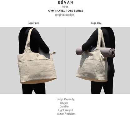 ESVAN Yoga Tote Bag Mat bag Women Shoulder Bags Carryall Tote for Travel Office Workout Gym Nurse Beach