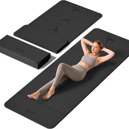 Extra Thick 10mm Foldable Yoga Mat, SGS Certified POE Non-Slip Mat, Multi-Purpose Exercise & Fitness Mats for Studio or Home