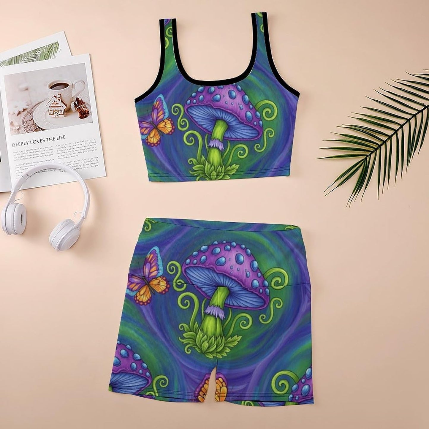 Women's Ribbed Workout Outfits, Seamless Tank and High Waist Shorts