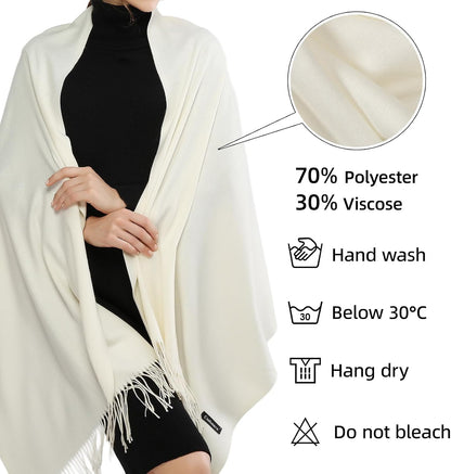 RIIQIICHY Women's Scarf Pashmina Shawls and Wraps for Evening Dress Bridesmaid Wedding Bridal Winter Warm Long Large Scarves