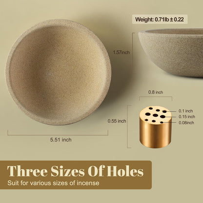 Koville Natural Marble Incense Holder, Incense Holder for Sticks with 9 Holes, Handmade Incense Burner Ash Catcher for Meditation Yoga SPA, Balsam Fir/Palo Santo/Sage/Cone (RoyalBeige)