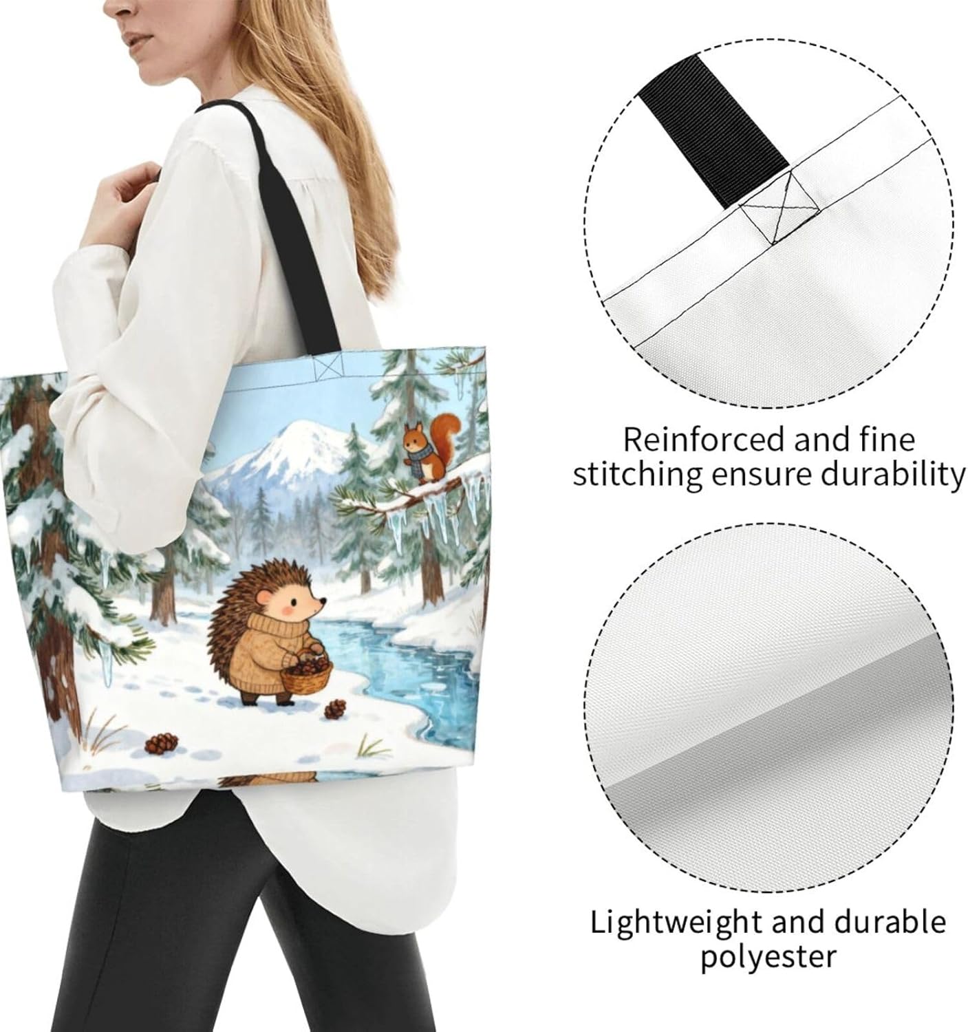 Tote Shoulder Bag Large Durable Reusable Eco-friendly Handbag Lightweight Stylish for Daily Use-19.7x15.7x5.9 Inch - Colors A