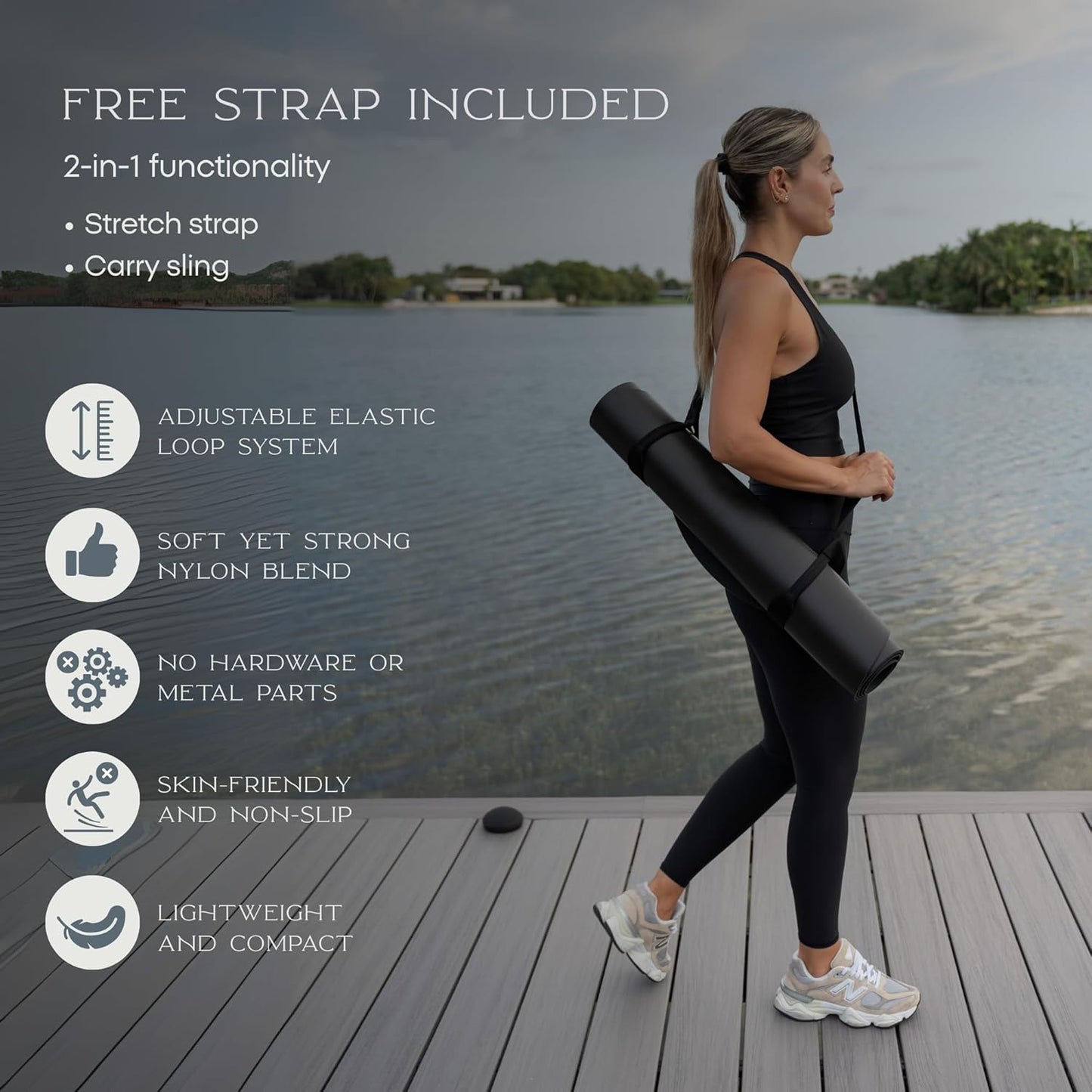 FFLLOOWW Premium Non Slip PU Yoga Mat 72.8” x 26.8” 4.5mm – Eco Friendly Natural Rubber Exercise Mat for Hot Yoga, Pilates & Home Workout with Carry Strap