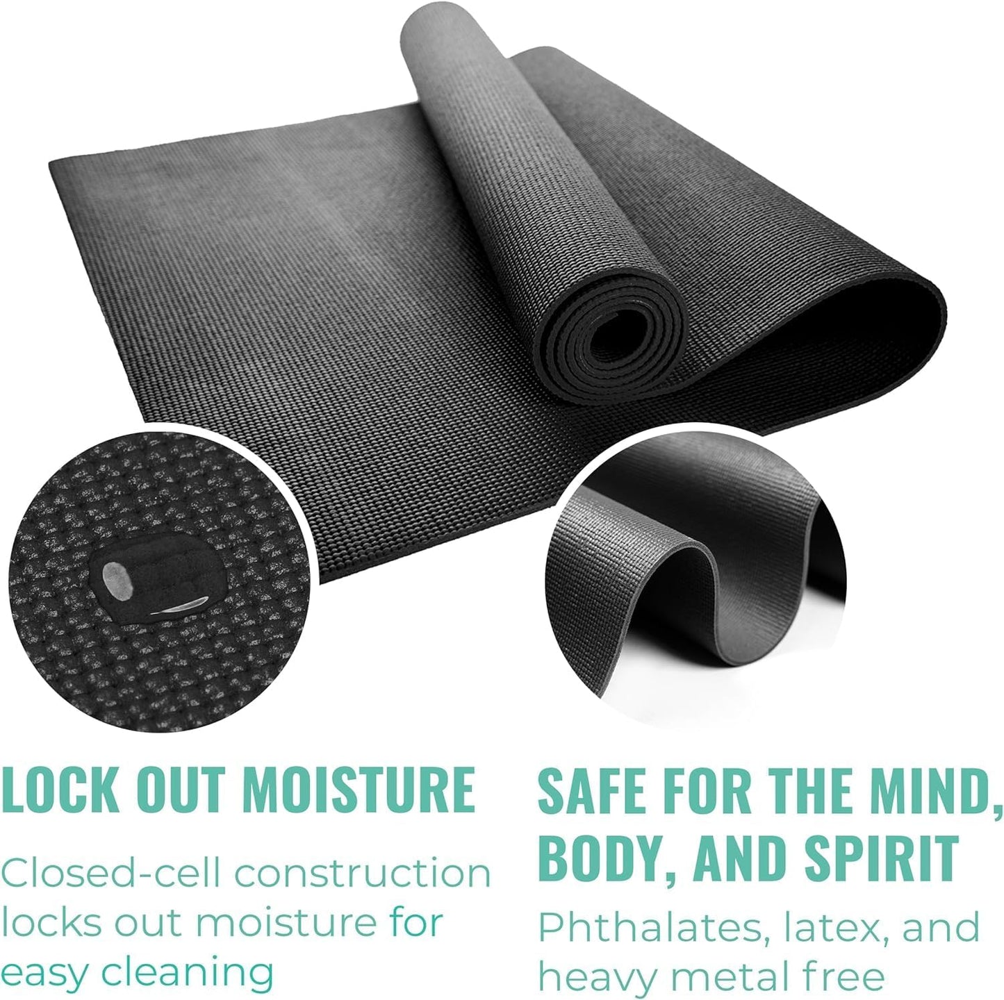 12-Pack Classic Yoga Mat With Carrying Strap, 68" x 24" Non Slip Exercise Mat, 4mm Thick Gym Mat, Bulk Non Toxic Yoga Mats for Home Workout, Schools, Classroom, and Studios