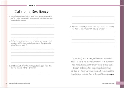 52-Week Mental Health Journal: Guided Prompts and Self-Reflection to Reduce Stress and Improve Well-Being