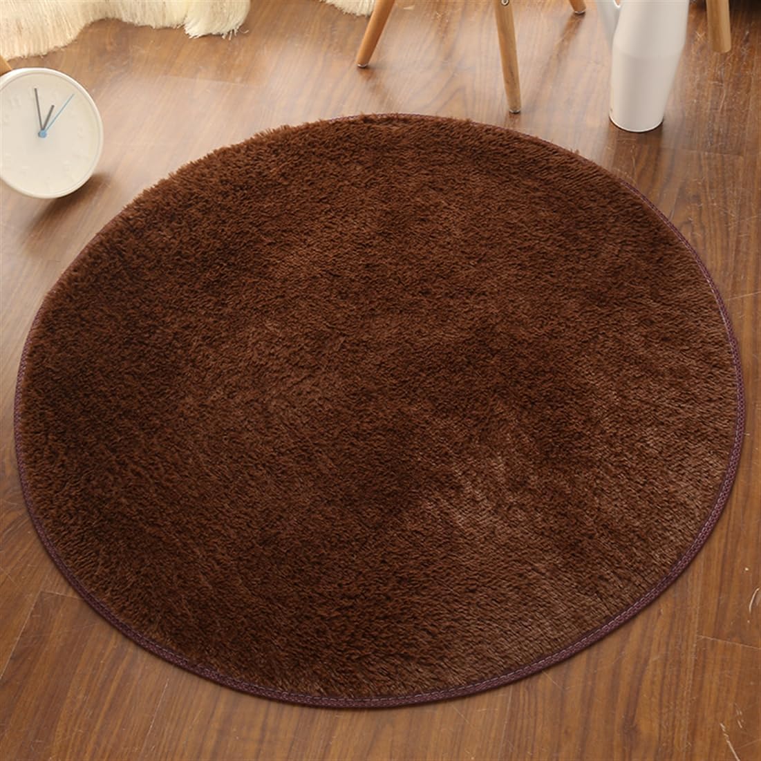 Plush Round Rug Soft Indoor Modern Area Rugs Yoga Mat for Children Bedroom Home Decor Nursery Grey 2 Feet