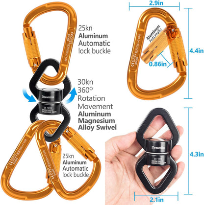 Aerial Silks Hardware Kit 30 KN Swing Swivel Aerial Yoga Hammock Rigging Aluminum Swivel Aerial Hoop Lyra Rotational Device Hanging Accessory