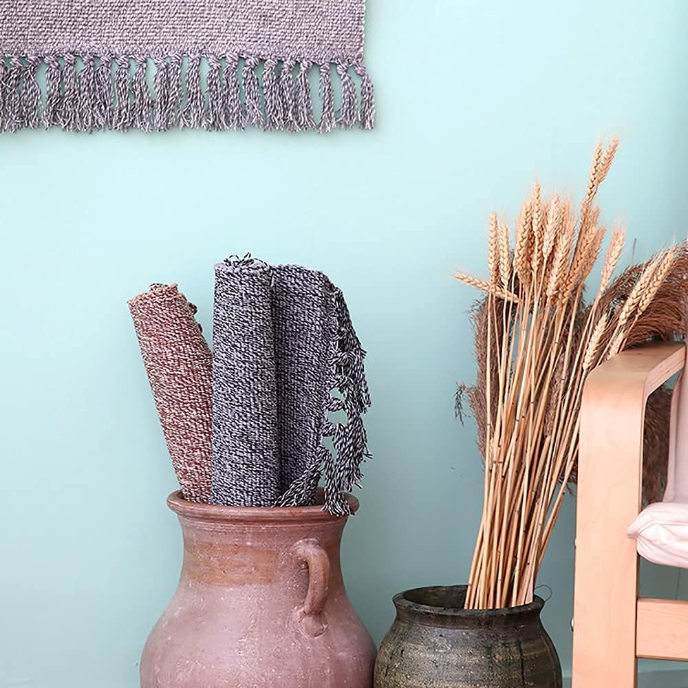 Cotton Bathroom Rug Reversible Laundry Room Rag Rug. Hand Woven Yoga mat Entryway Runner Kitchen Bathroom Bedroom Dorm (23"x80", Silver)