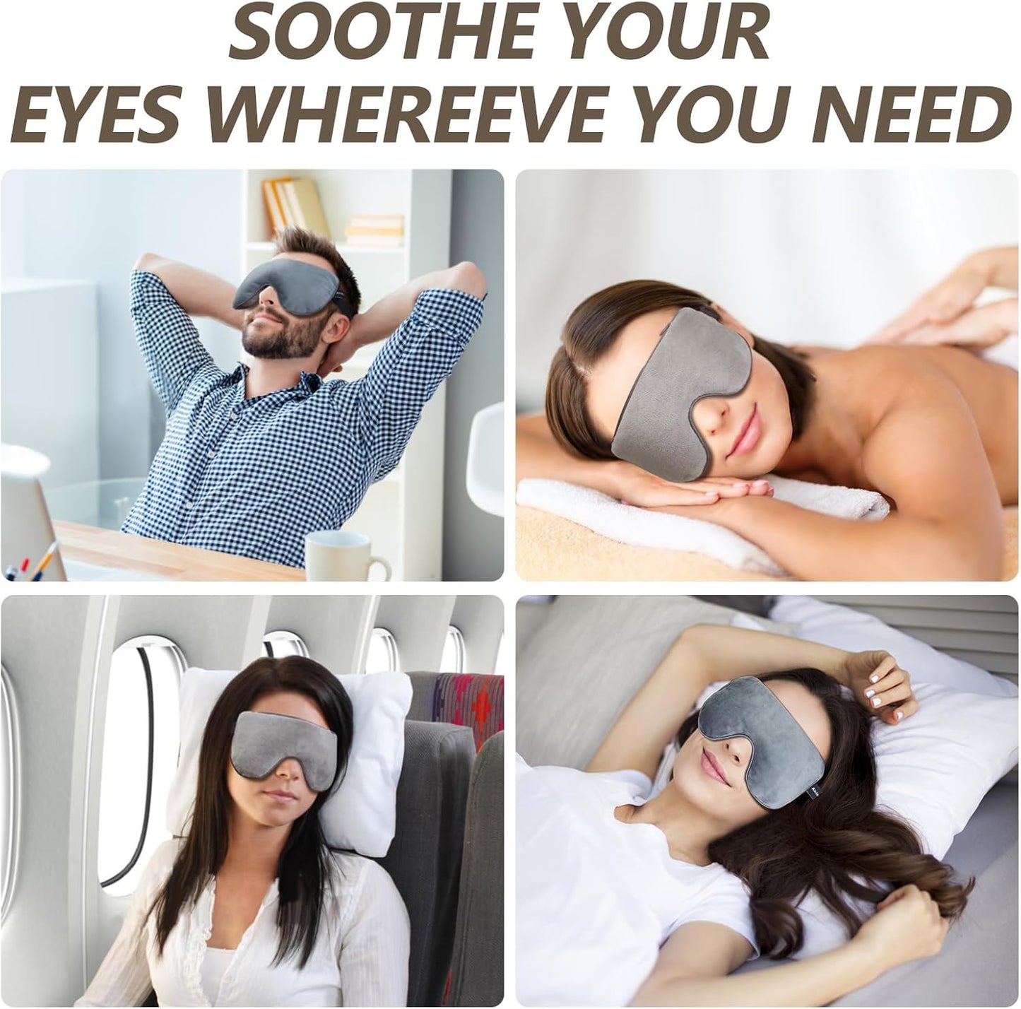 AiricePac Lavender Heat Eye Mask, Microwavable Moist Heating Pad for Dry Eyes, Blepharitis & Stye, Blue, Soft & Durable, Adjustable Strap