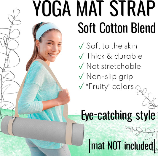 TECEUM Yoga Mat Strap – 30+ Colors – Adjustable Mat Holder Sling Carrier for All Mats [Mat Not Included]