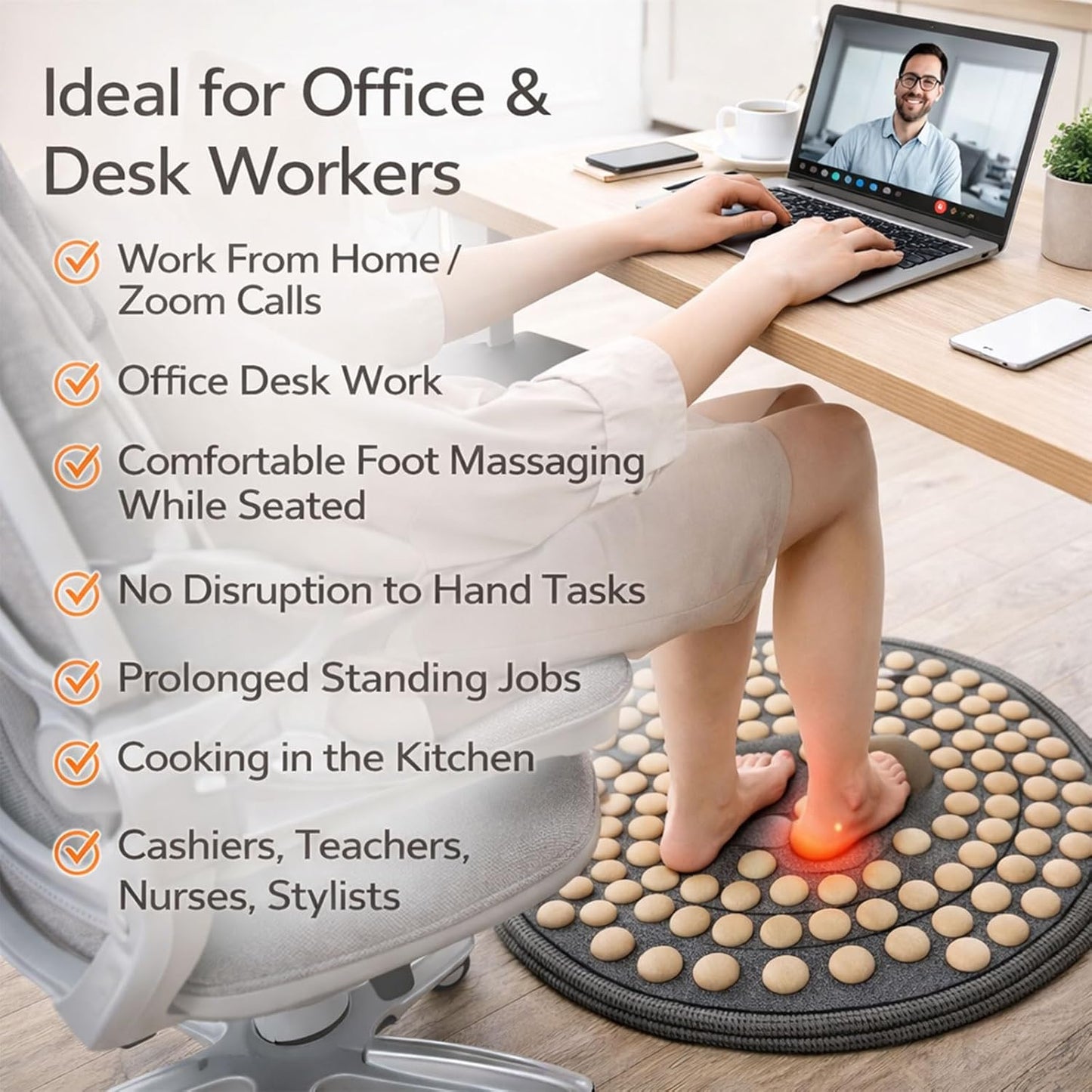 Foot Massage Mat Made from Natural Hardwood for Daily Relaxation, Foldable Acupressure Pad for Standing & Sitting, Designed for Office Workers, Long Standing Jobs & Home Use