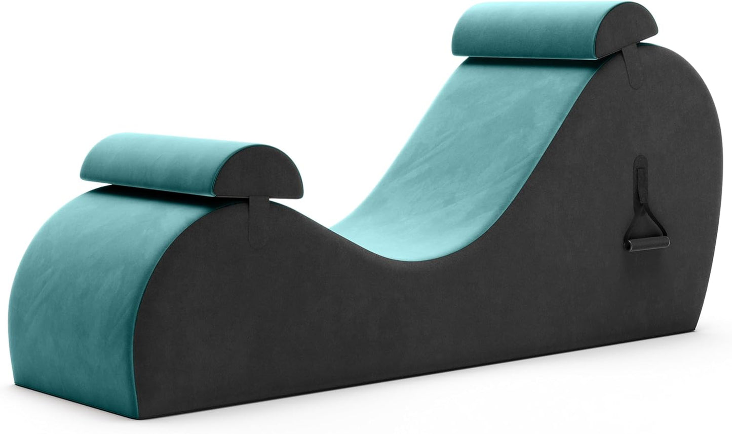 Avana Chakra Yoga Chaise - 2 Adjustable Headrests & Handles with Adjustable Straps, Micro-Velvet/Microloop, Grey & Grey
