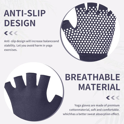 YL TRD V 2 Packs of Non Slip Fingerless Yoga Gloves Exercise Gloves Workout Gloves