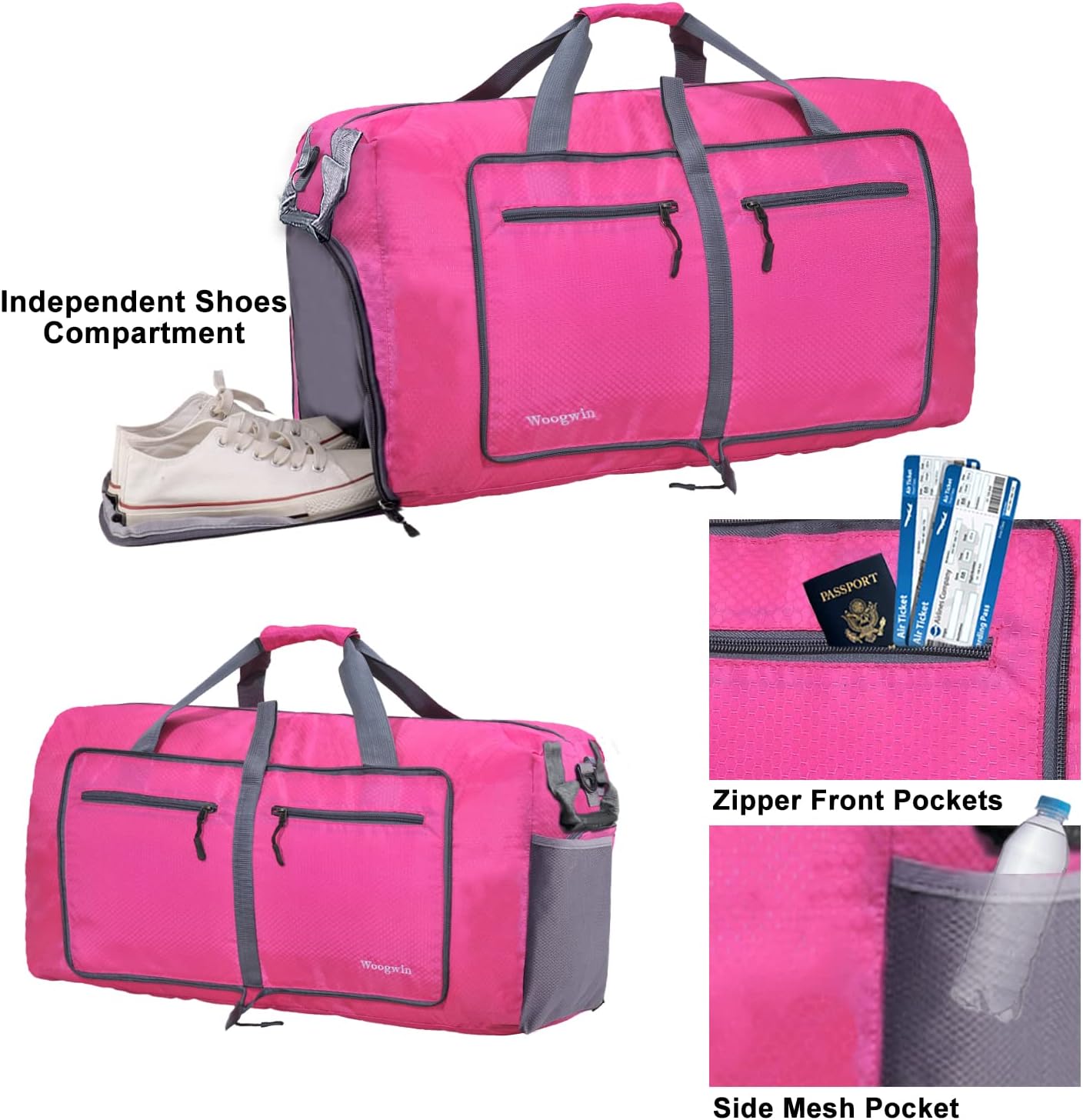 Woogwin Travel Duffel Bag Large Foldable Waterproof Overnight Bag for Beach Swim Bags Pool Sports Gym