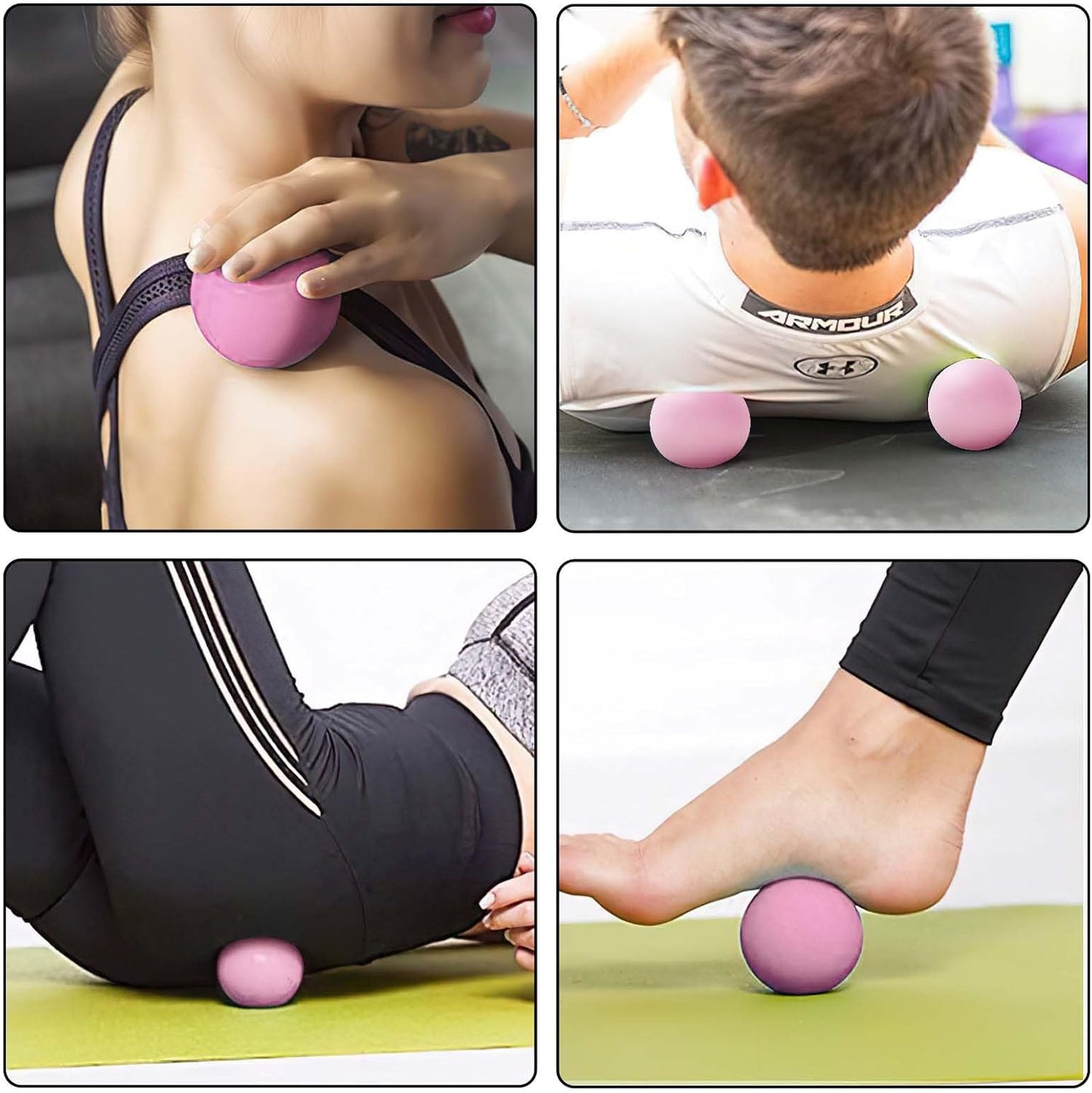 WOVTE Massage Lacrosse Ball for Sore Muscles, Shoulders, Neck, Back, Foot, Body, Deep Tissue, Trigger Point, Muscle Knots, Yoga and Myofascial Release (Blue)