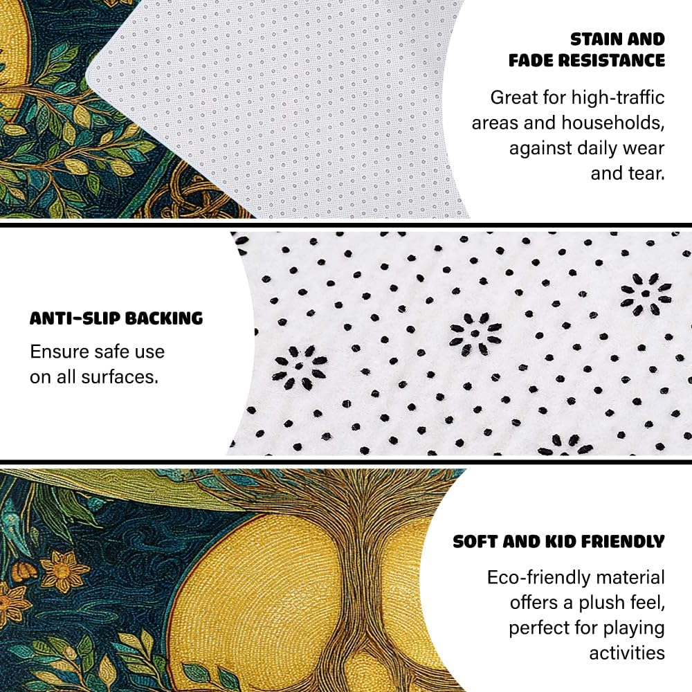Tree of Life Area Rug – Bohemian Mandala Carpet for Living Room, Bedroom, Meditation Space, Yoga, Spiritual Home Décor – Large Soft Floor Mat for Indoor Decoration (TOL08)