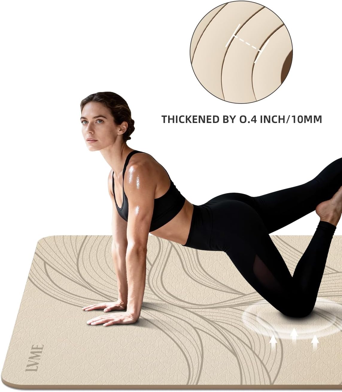 Large Yoga Mat (75.5"x47.6"x0.4"）Extra Wide & Thick 10mm, Non-Slip Exercise Mat, High-Density TPE Mat for Yoga Pilates & Home Gym Workouts