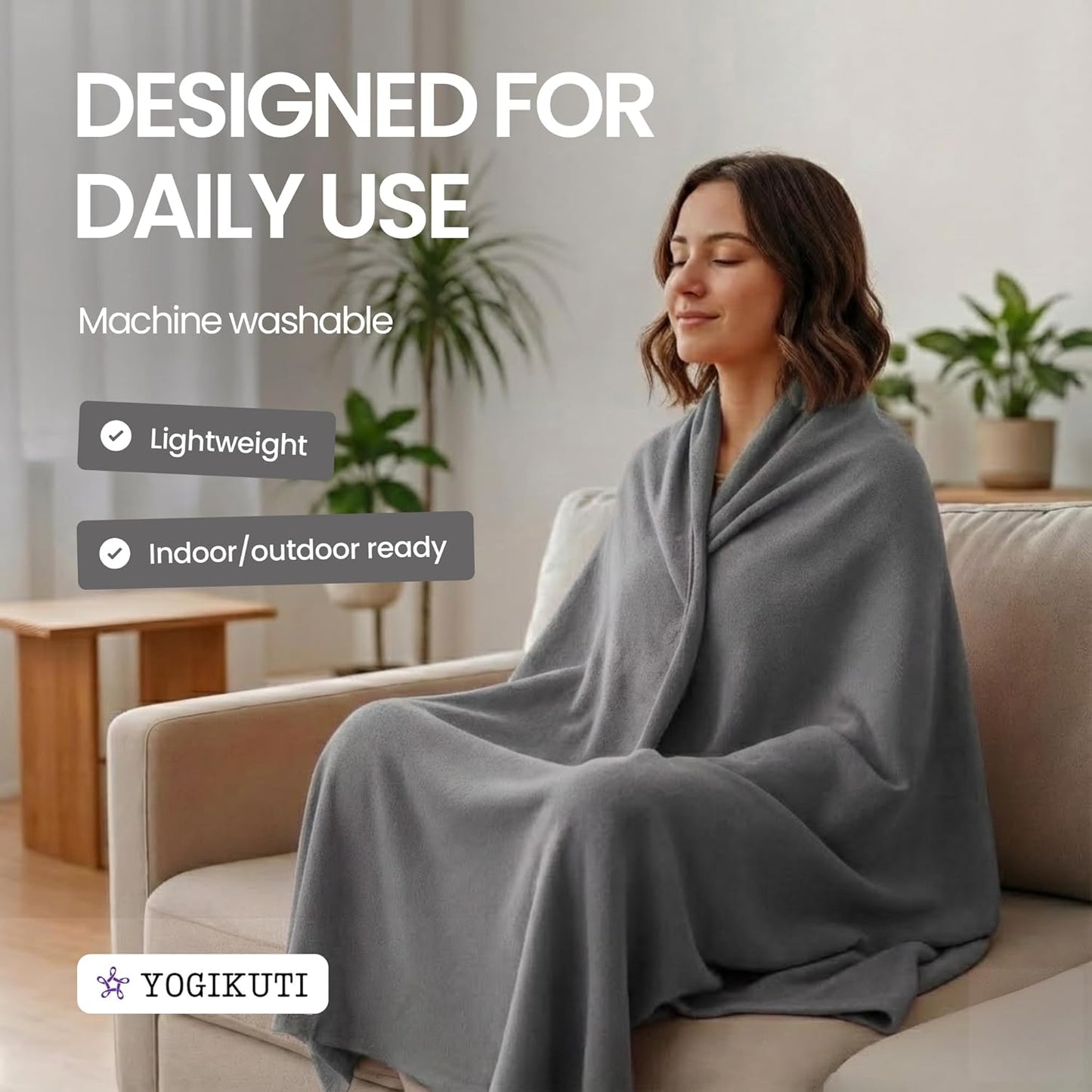 Yogikuti Iyengar 100% Cotton Yoga Blanket Grey Set of 4pcs Premium Blanket for Support & Comfort in Iyengar Yoga & Restorative Poses