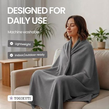 Yogikuti Iyengar 100% Cotton Yoga Blanket Grey Set of 4pcs Premium Blanket for Support & Comfort in Iyengar Yoga & Restorative Poses
