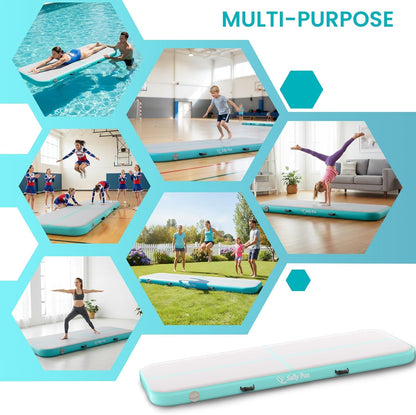 Inflatable Gymnastics Air Mat 6.6ft/10ft – Shock-Absorbing Tumble Track for Safe Home, Gym & Outdoor Training with Electric Pump
