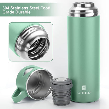 Stainless Steel Thermo 500ml/16.9oz Vacuum Insulated Bottle with Cup for Coffee Hot drink and Cold drink water flask.(Pink,Set)