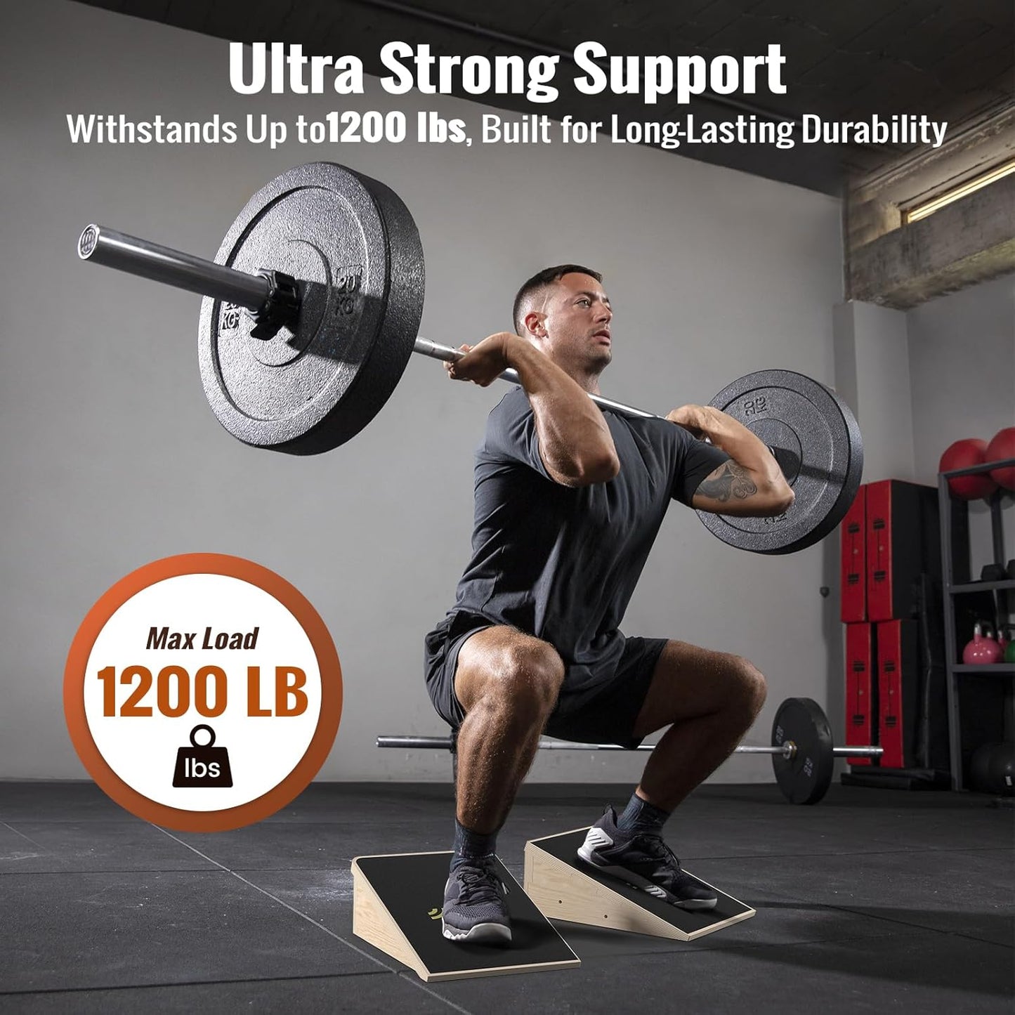 Sportneer Squat Wedge - Squat Wedge Block 1200 LBS - 15°/ 20° Slant Board for Squats Wooden Heel Elevated Board for Squats Weightliting Home Gym Squat Wedge Non-Slip