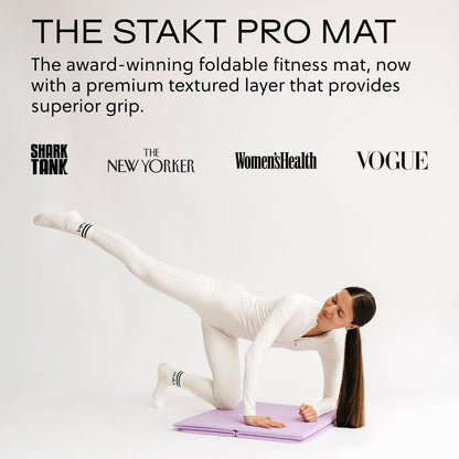 Stakt Foldable Yoga Mat Pro, 2 in 1 with Premium Textured Grip, Non Slip, Folding Exercise and Fitness Mat for Pilates, Strength Training, and High Impact Workouts
