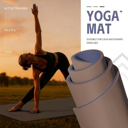 Yoga Mat Non Slip, Anti-Tear 1/4" & 2/5" Thick TPE Yoga Mats for Women and Men, a stylish and practical dual-tone yoga mat.72"x24" Exercise & Fitness Mat with Carrying Strap, Workout Mats for Yoga, Pilates and Floor Exercise