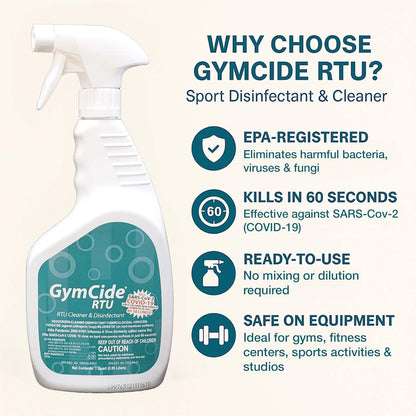 GymCide Disinfectant & Cleaner For Sports, Gyms, and Fitness Equipment, EPA Registered, Quart (1)