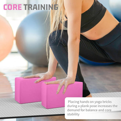 Yoga Blocks 2 Pack 3x6x9IN Foam Block Supportive Latex-Free with Rounded Edges, Non-Slip Exercise Blocks for Pilates, Meditation, Balance, Stretching and Deep Poses